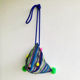 Dumpling shoulder fabric bag , cool boho tassel bag , triangle colorful pom pom bag | Me voy a Lima - Jiakuma