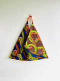 Origami bento bag , colorful triangle tote bag , cool African origami bag , tote shoulder bag | Colorful Africa
