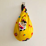 Knot fabric bag , small cute colorful bag , reversible Japanese inspired bag , cute wrist bag | Maneki