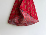 Red tote bag , bento shoulder bag , handmade triangle bag , Japanese inspired | Auspicious red