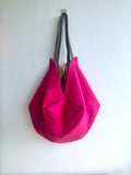 Origami sac bag , reversible fabric shopping bag , shoulder sac bag | Pink & Gold