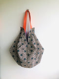 Sac origami bag , reversible fabric eco bag , Japanese inspired bag , shoulder sac bag | Winter landscape