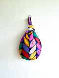 Colorful small origami bag , reversible knot Japanese inspired bag , wrist cute bag | Buenos Aires