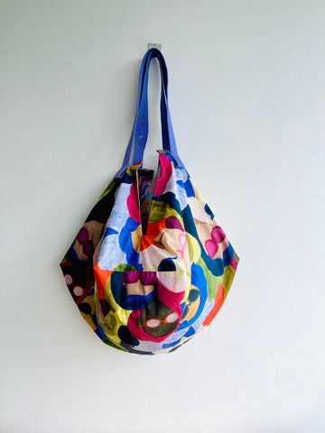 Origami sac bag , shoulder colorful Japanese inspired bag , reversible eco friendly summer bag | Mykonos island