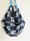 Origami sac reversible bag , fabric handmade Japanese inspired bag | Kabuki & mountain landscape - Jiakuma