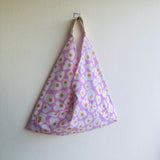 Origami bento bag , triangle tote fabric bag , eco friendly shoulder bag | Fried eggs