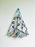 Origami tote bag, Japanese bento bag , handmade triangle fabric bag , boho eco bag | Chilling during the weekend