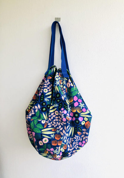 Origami sac bag , reversible shoulder fabric bag, boho style eco