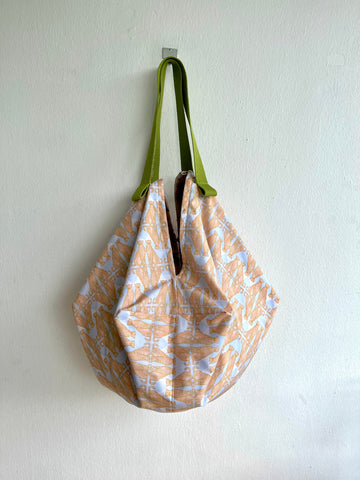 Origami sac bag , reversible fabric bag , Japanese inspired eco friendly bag | Elegant leopards