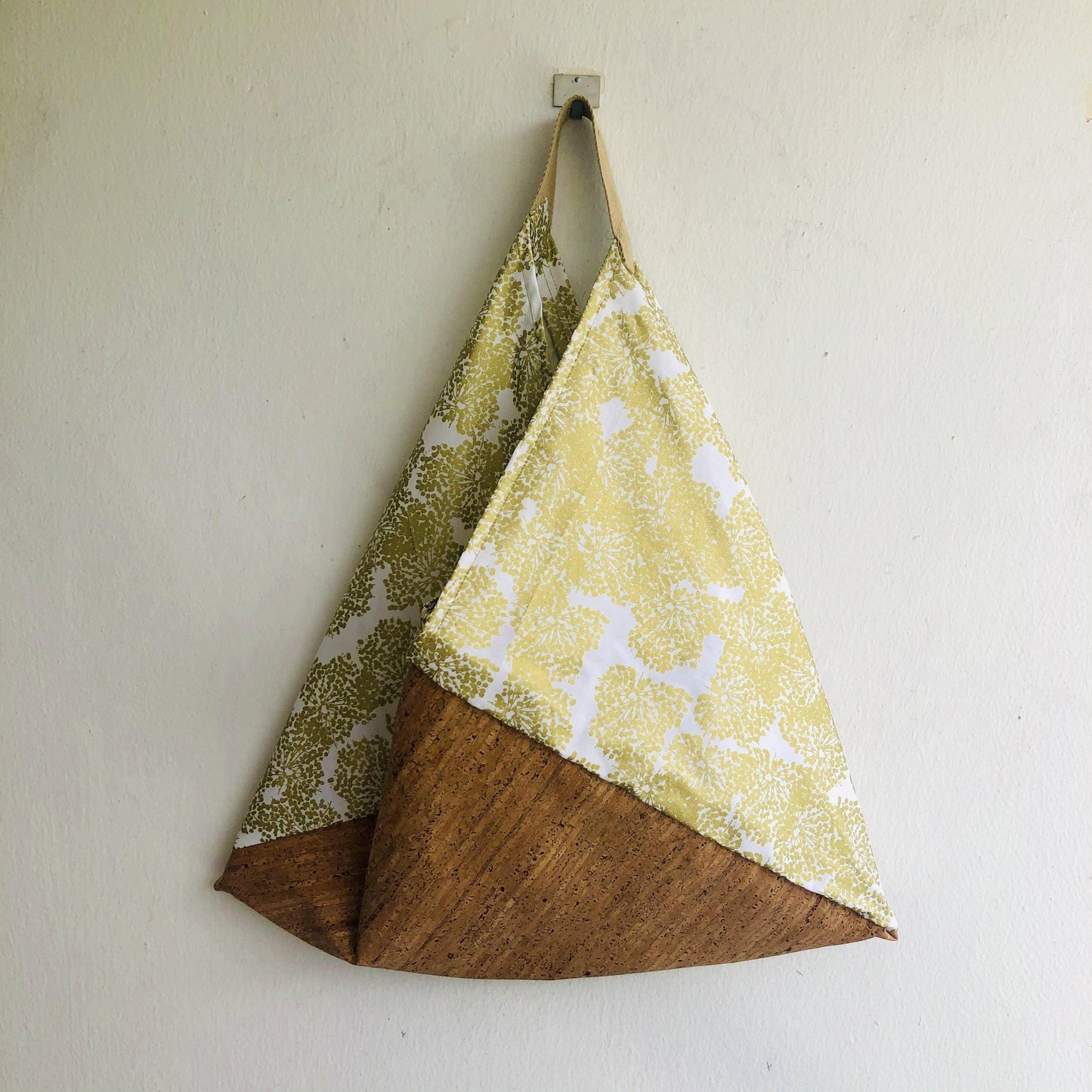 Shoulder bento bag, origami triangle tote bag, eco cork fabric bag, shopping cute bag | Gold & Cork - Jiakuma