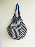 Japanese sac bag , origami fabric shoulder bag , reversible geometric bag | Monochrome & bright