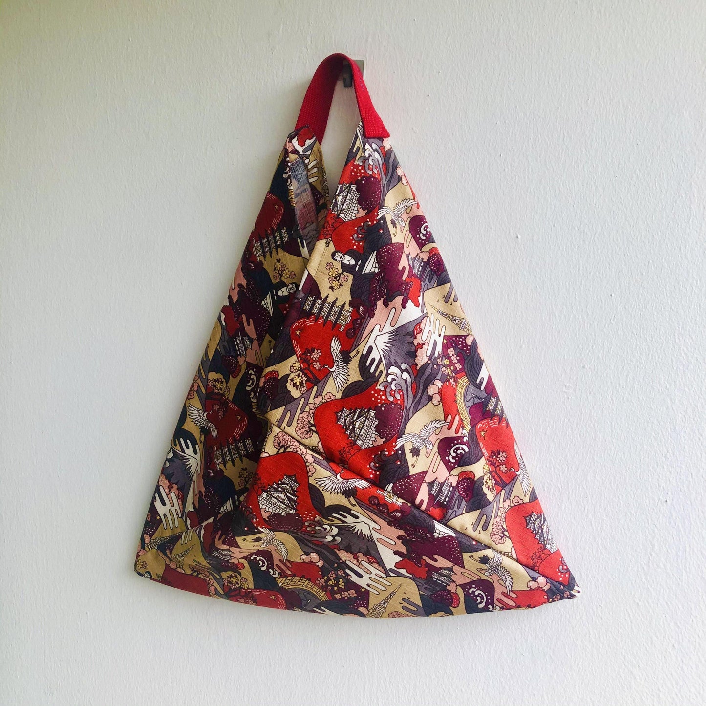 Bento tote bag , origami shoulder bag, colorful eco friendly bag | Red mountains - Jiakuma