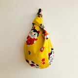 Knot fabric bag , small cute colorful bag , reversible Japanese inspired bag , cute wrist bag | Maneki