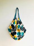 Origami sac bag , reversible fabric shoulder bag , Japanese inspired bag | Colored pebbles and batik