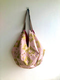 Origami sac bag , reversible fabric shopping bag , shoulder sac bag | Pink & Gold