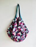 Origami sac bag , reversible fabric bag , Japanese inspired shoulder bag, origami bag | Hidden fuchsia planet