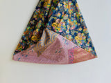 Japanese inspired tote bag , origami bento bag , shoulder eco friendly shopping bag | Japanese pink kimono & garden
