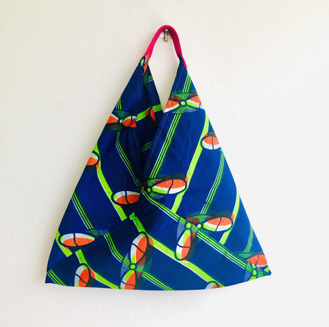 Origami bento bag , handmade African Fabric reusable shopping tote bag | African fan - Jiakuma