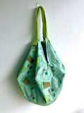 Origami sac bag , reversible fabric shoulder bag , Japanese inspired bag , Singapore inspired fabric | Let’s go and have a kopi and some kaya toast - Jiakuma