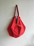 Origami sac bag , colorful reversible bag , Japanese fabric bag , eco friendly red shopping bag | Hiroshima Toyo