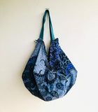 Origami sac bag , reversible fabric shoulder bag , Japanese inspired bag | Colored pebbles and batik