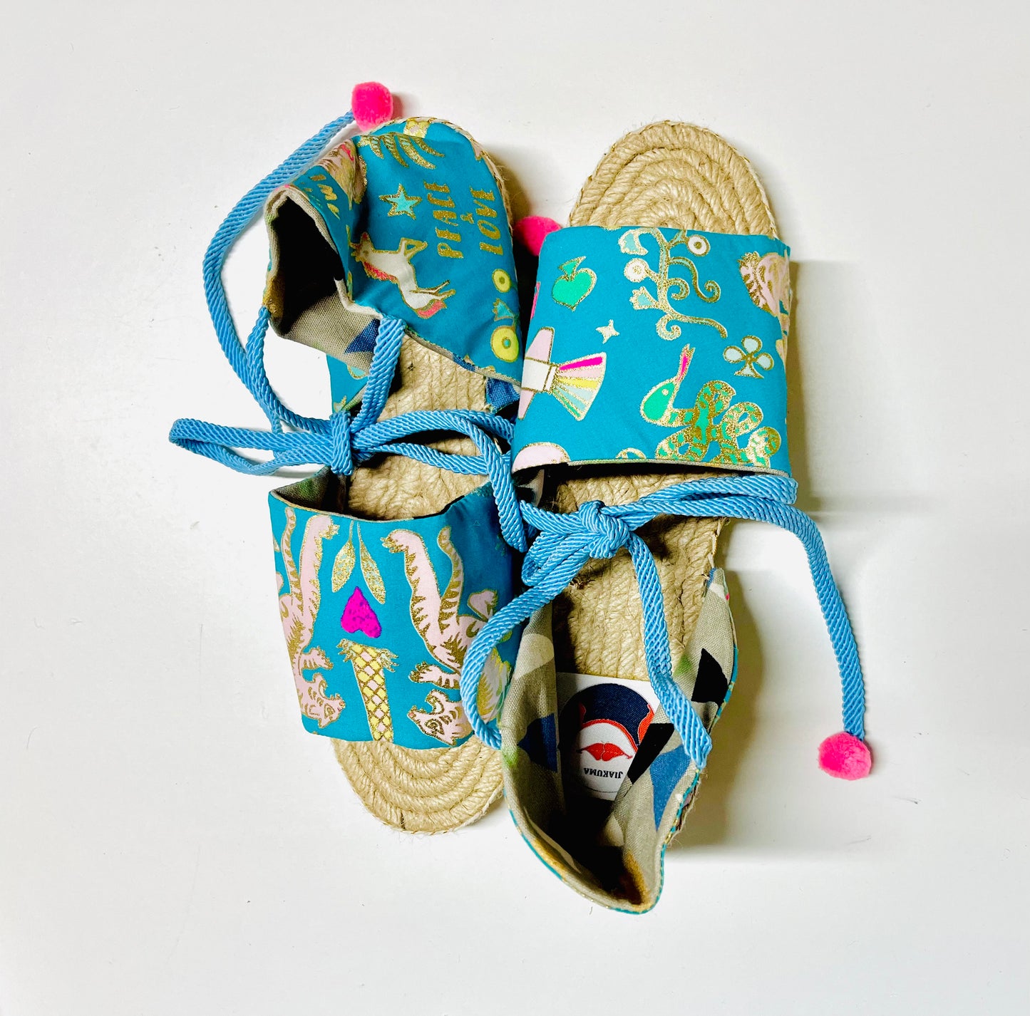 Handmade espadrilles shoes , ooak sandal hand stitched shoes , espadrenyes tie up shoes | Tigers & unicorns