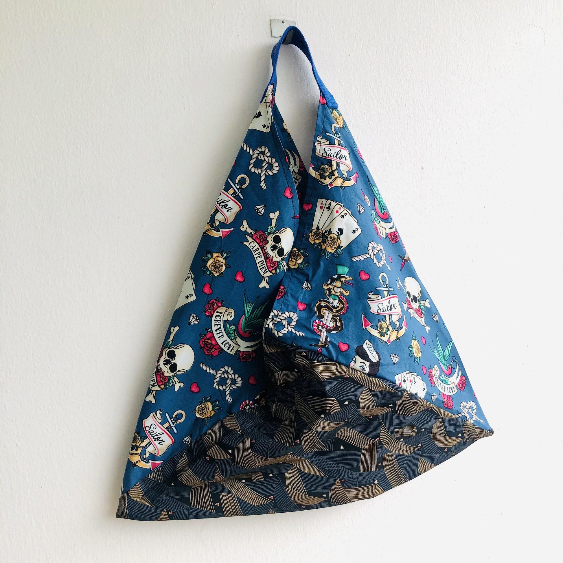 Origami bento bag. Shoulder tote eco bag , handmade Japanese inspired bag | Sailors in Hokkaido ‘s port - Jiakuma