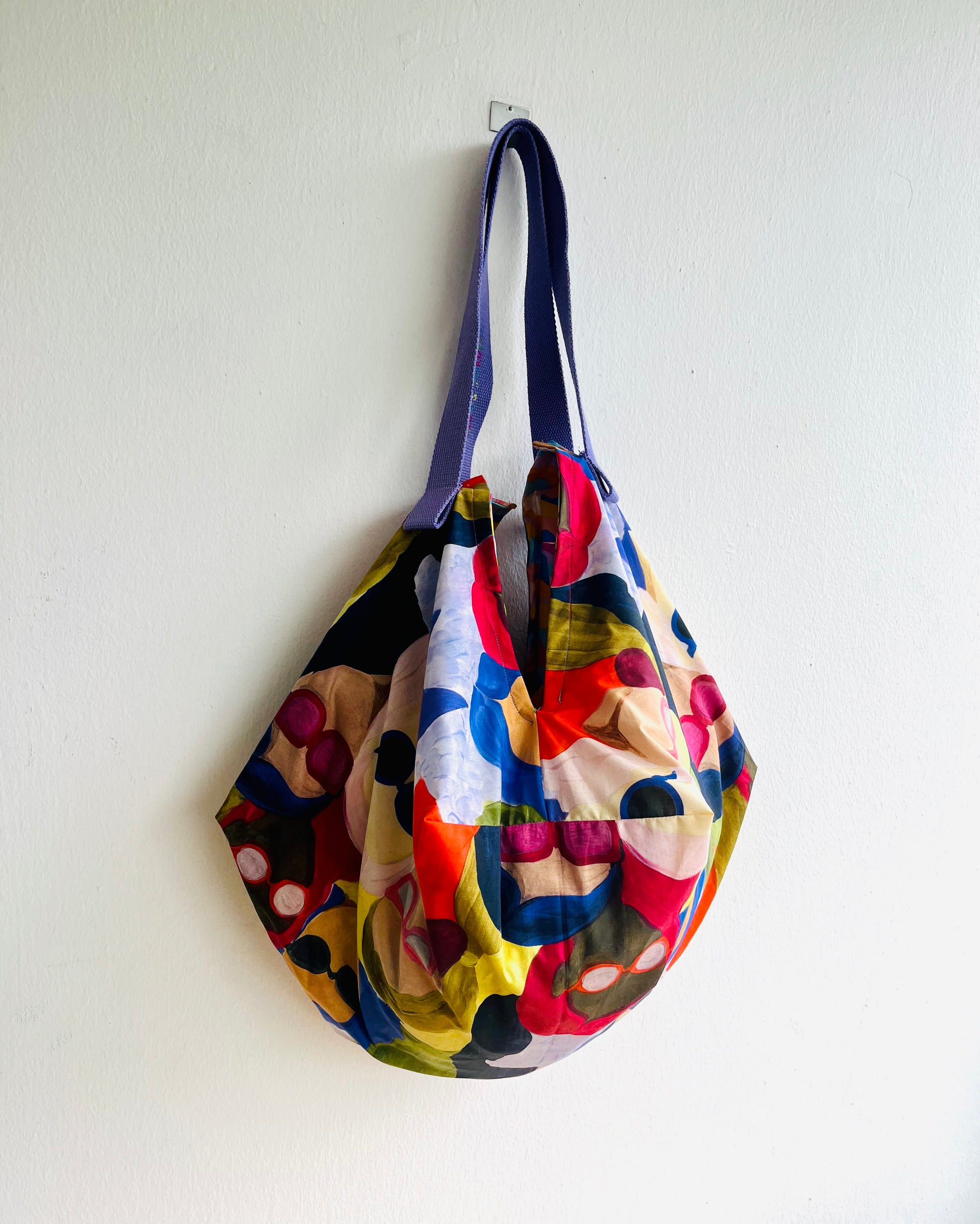 Origami sac bag , shoulder colorful Japanese inspired bag , reversible eco friendly summer bag | Mykonos island - Jiakuma