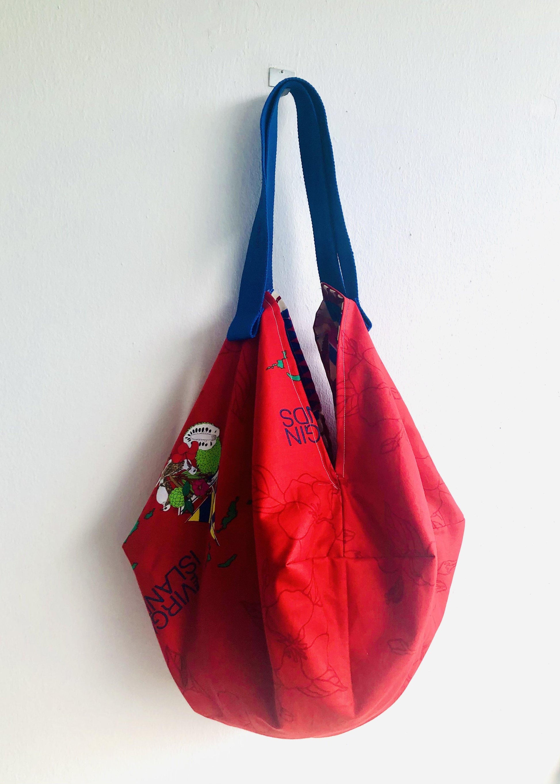 Origami sac bag , reversible shoulder bag , eco friendly colorful tote bag | Travelling in my dreams to the Virgin Islands - Jiakuma