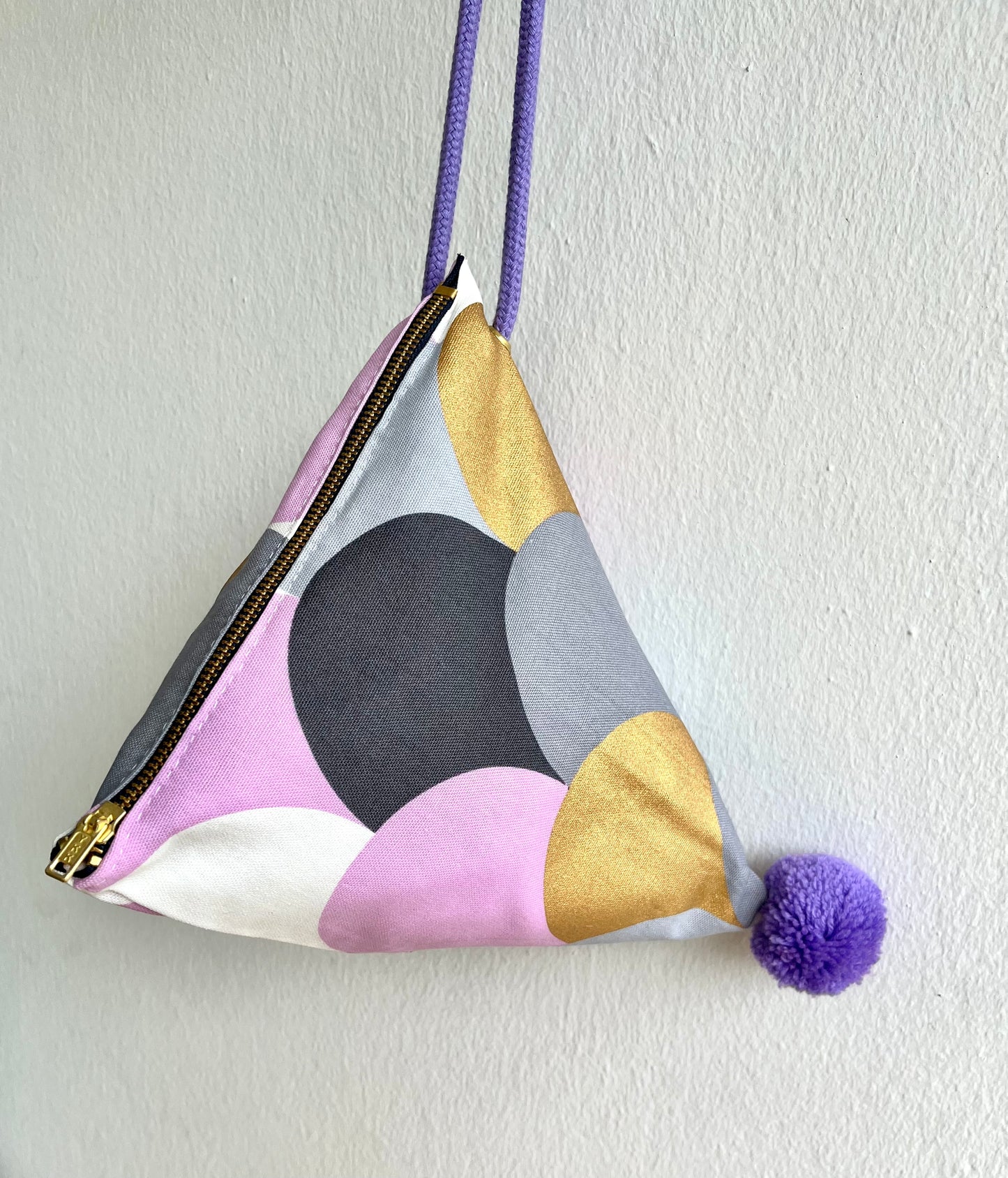 Small triangle origami bag , pom pom cool colorful bag , handmade eco friendly bag | Fish tail