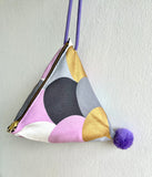 Small triangle origami bag , pom pom cool colorful bag , handmade eco friendly bag | Fish tail