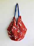 Sac origami shoulder bag , reversible fabric tote bag , eco friendly Japanese inspired shopping bag | Taking a stroll with my Japanese umbrella near the seaside at midday - Jiakuma