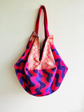 Origami fabric sac bag , shoulder sac bag , reversible colorful Japanese inspired bag , eco shopping bag | Palermo 1960