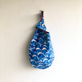 Origami knot bag , small wrist fabric bag , handmade Japanese inspired bag | Surfing on the waves