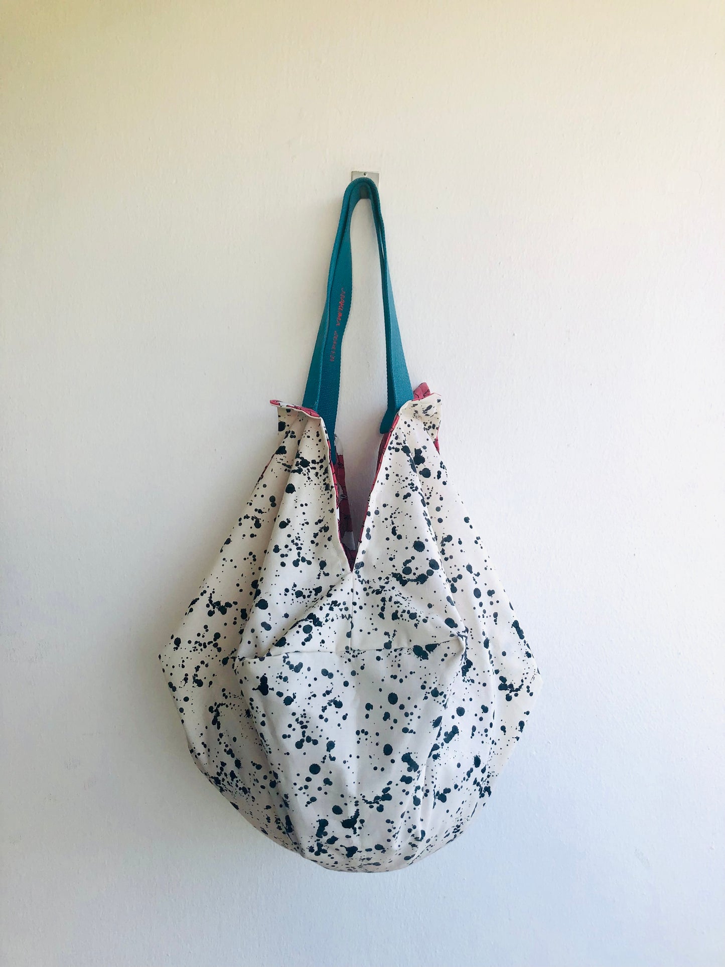 Bolso bandolera origami, bolso de compras ecológico reversible, bolso de inspiración japonesa | La llama blanca