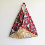 Origami shoulder bento bag , triangle tote bag , handmade Japanese inspired bag | Cranes & Jute - Jiakuma