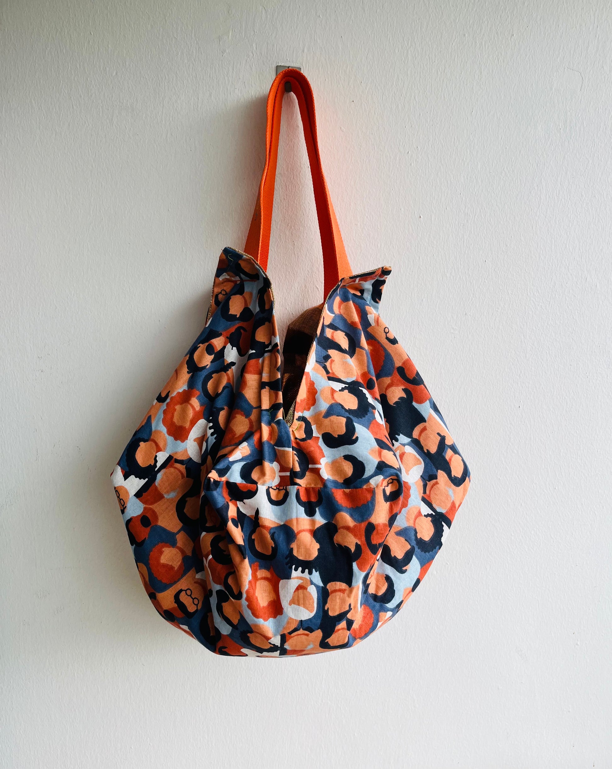 Origami sac bag, reversible fabric bag , shoulder jute eco bag , shopping sac bag , Japanese inspired bag | People that don’t use plastic bags have the power - Jiakuma