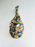 Japanese inspired knot bag , small wrist fabric bag , eco friendly origami bag | Eating sushi in a hidden garden