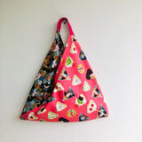 Shoulder tote bag , origami bento bag , fabric triangle bag , Japanese inspired bag | Let’s go and eat  Onigiri in Kyoto