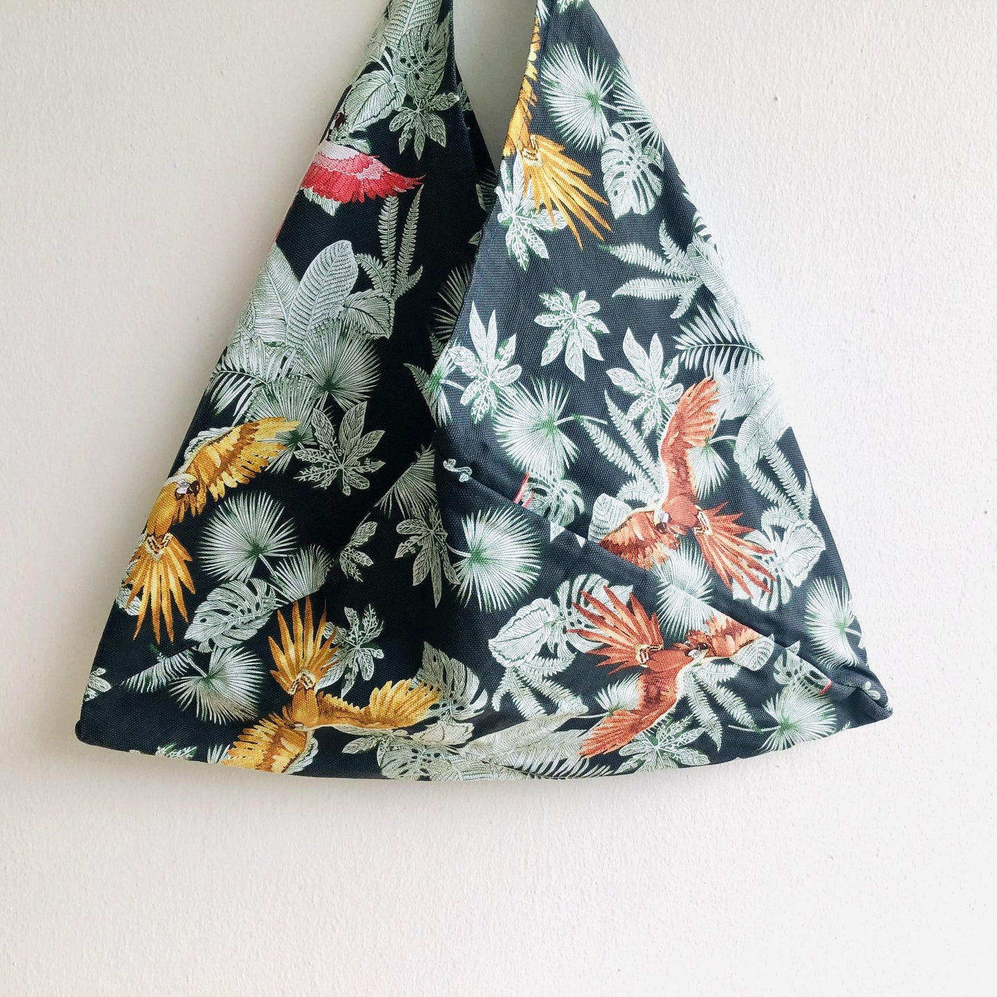 Origami tote bag , shoulder origami bento bag , eco friendly shopping bag | Tropical birds - Jiakuma