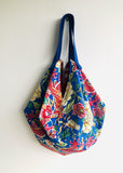 Sac origami bag , reversible colorful fabric , octagonal shopping tote bag , eco friendly shoulder bag | Lucky dragons - Jiakuma