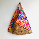Origami bento bag , handmade ooak triangle bag , cork shoulder bag | serpientes & corcho - Jiakuma