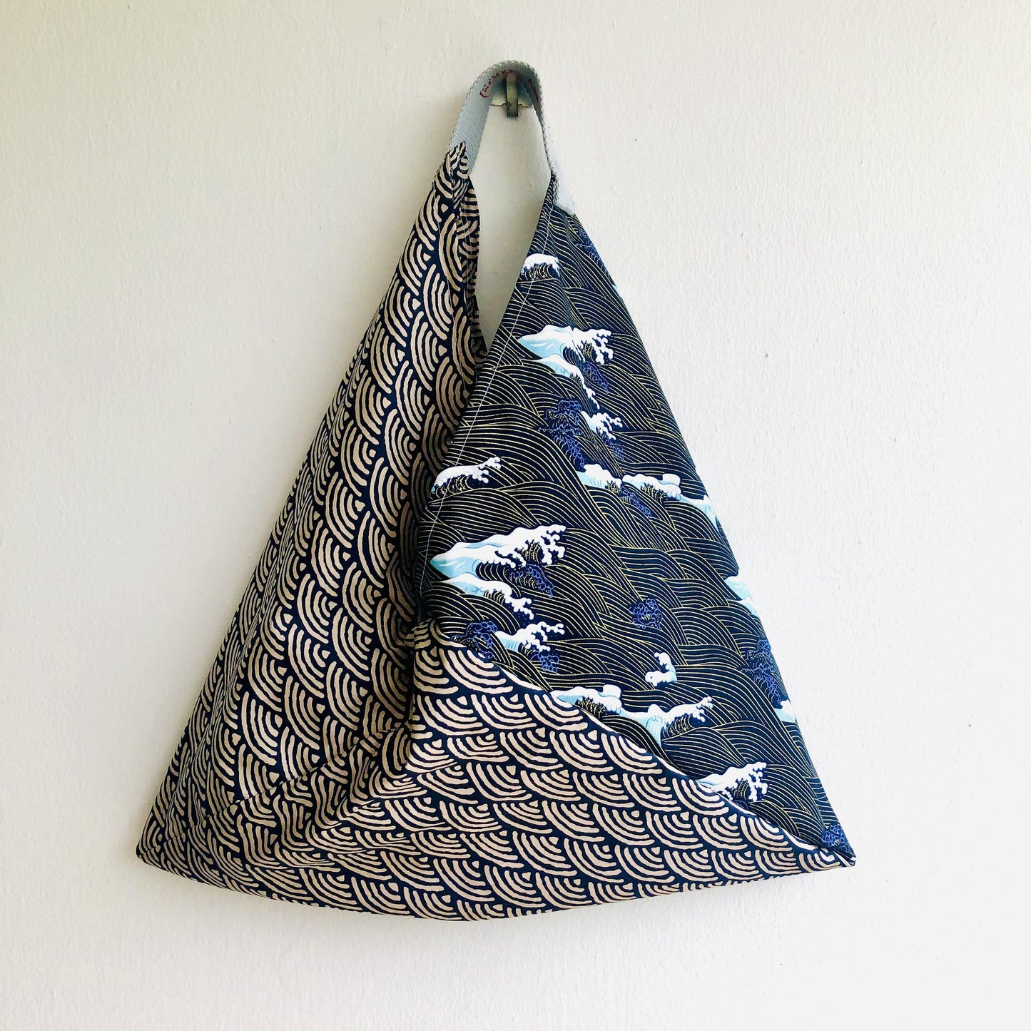 Tote triangle bag , Japanese fabric origami bag , eco friendly shoulder bag | The sea at dawn in Japan - Jiakuma