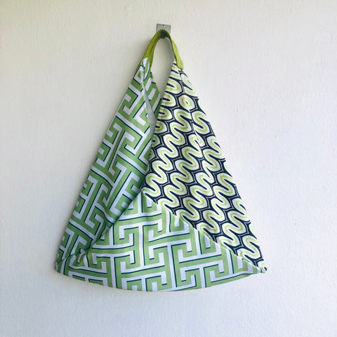 Tote origami bag , bento triangle bag , eco friendly fabric should shopping bag | Green geometries