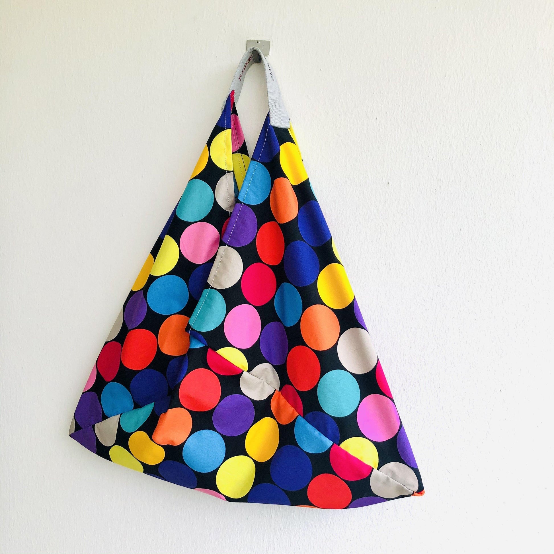 Polka dots bag , handmade shoulder bento bag , origami colorful eco friendly bag | Polka dots colorful universe - Jiakuma