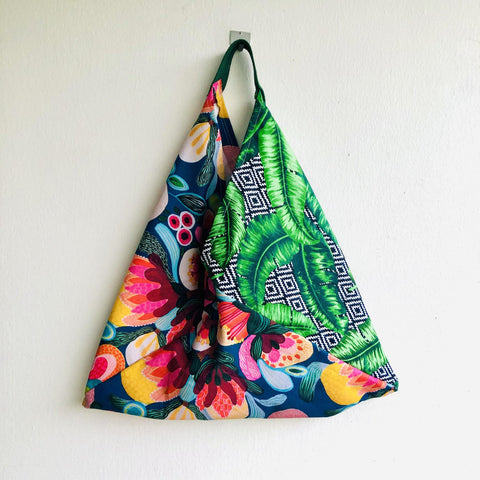 Tote triangle origami bag , handmade ooak colorful bento bag | It’s a tropical paradise - Jiakuma