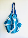 Reversible Japanese inspired bag , shoulder sac fabric bag , eco friendly shopping bag | Pacific Ocean