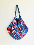 Sac reversible bag , origami handmade colorful velvet lining bag | Candies & dark blue velvet - Jiakuma