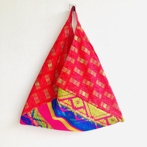Origami bento bag , shoulder tote eco friendly bag , cool triangle bag | Rojo Sonora - Jiakuma