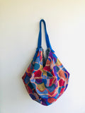 Origami sac shoulder bag, colorful and unique fabric print bag | Colorful landscape viewed from the sky